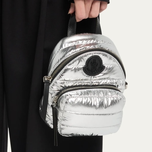 🌚 MONCLER Small Kilia Puffer Crossbody Bag Metallic Silver Foil - Picture 1 of 14